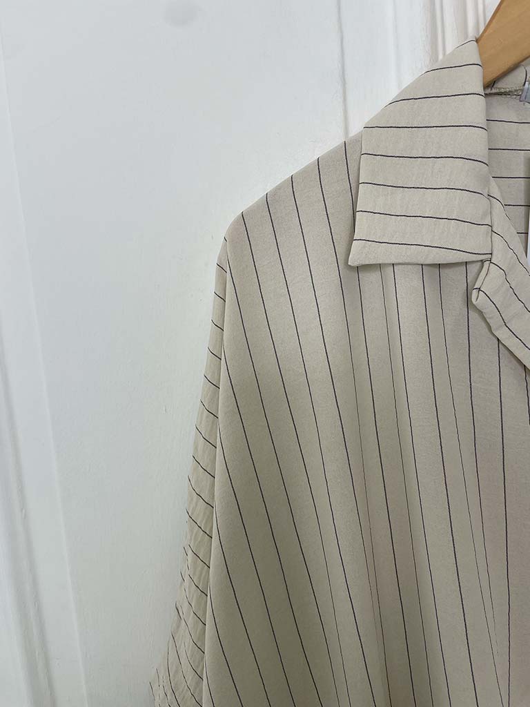 Pinstripe Button Top - Ecru