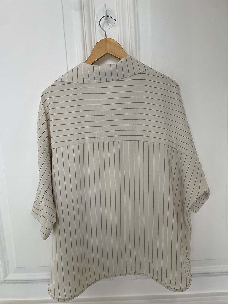 Pinstripe Button Top - Ecru
