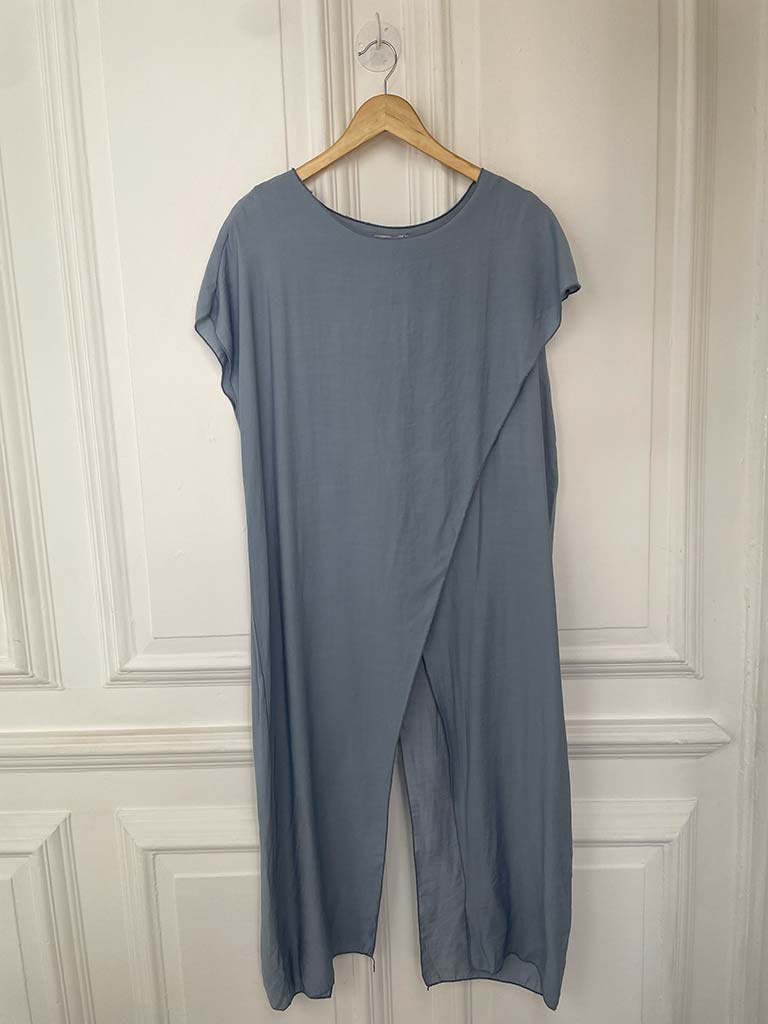 Drape Cross Over Co-ord - Denim