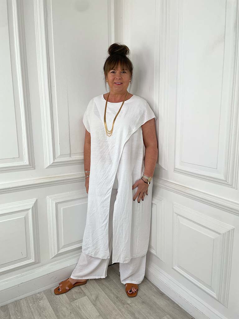 Drape Cross Over Co-ord - White