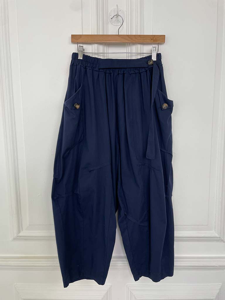 Cocoon Button Trousers - Navy