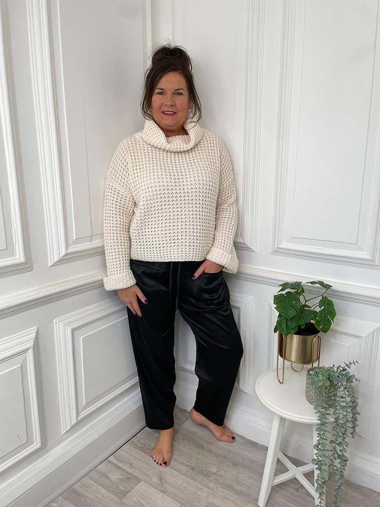 Malissa J Embellished Cowl Neck Poncho Knit - Mushroom