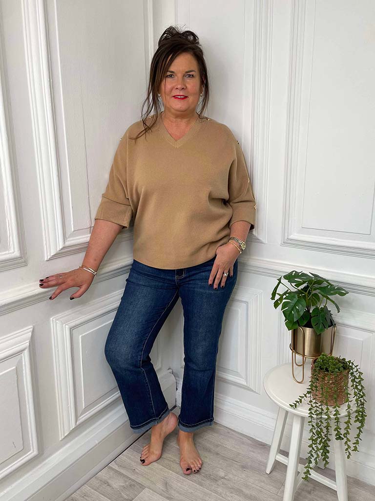 Malissa J Cowl Neck Knit - Mushroom