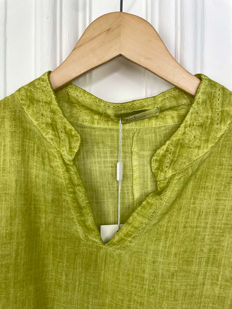 Broderie Anglaise Peplum Hem Dress - Kiwi