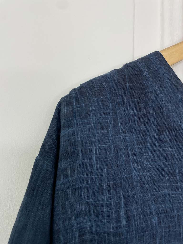 Button Front Cotton Top - Vintage Wash Navy