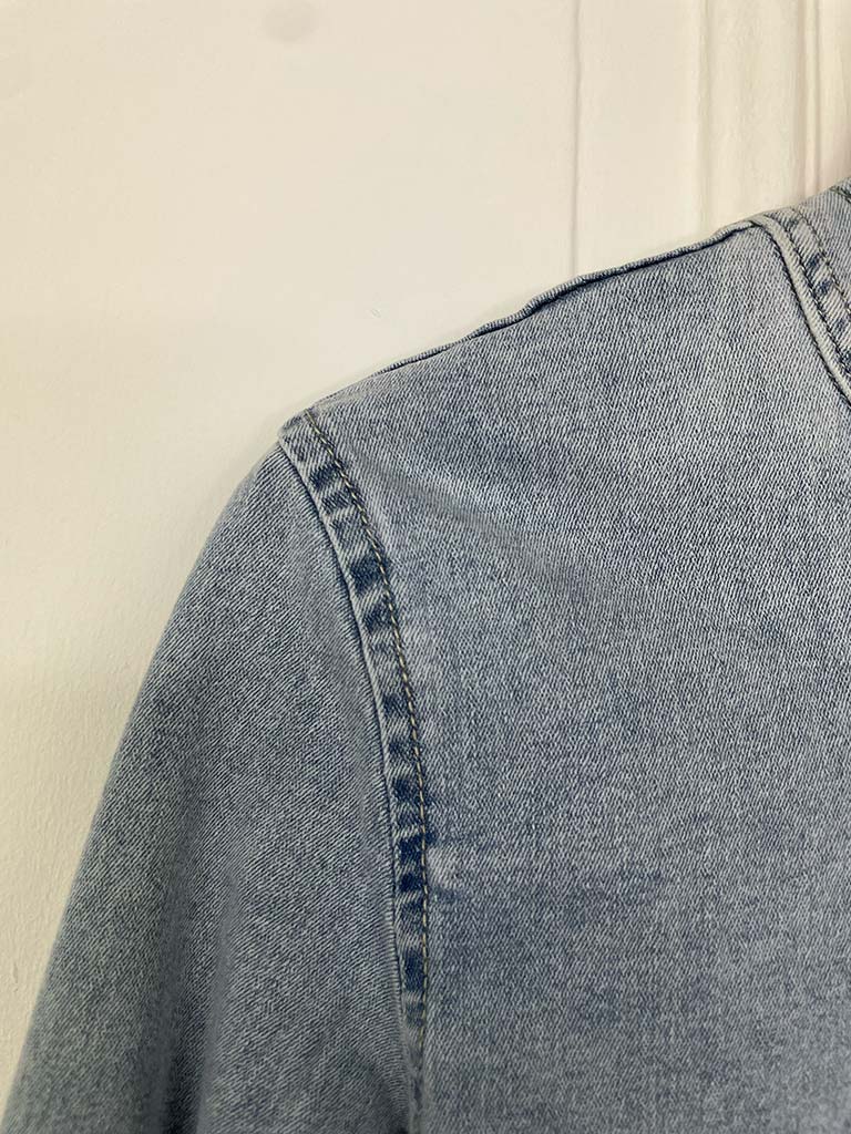 Collarless Denim Jacket