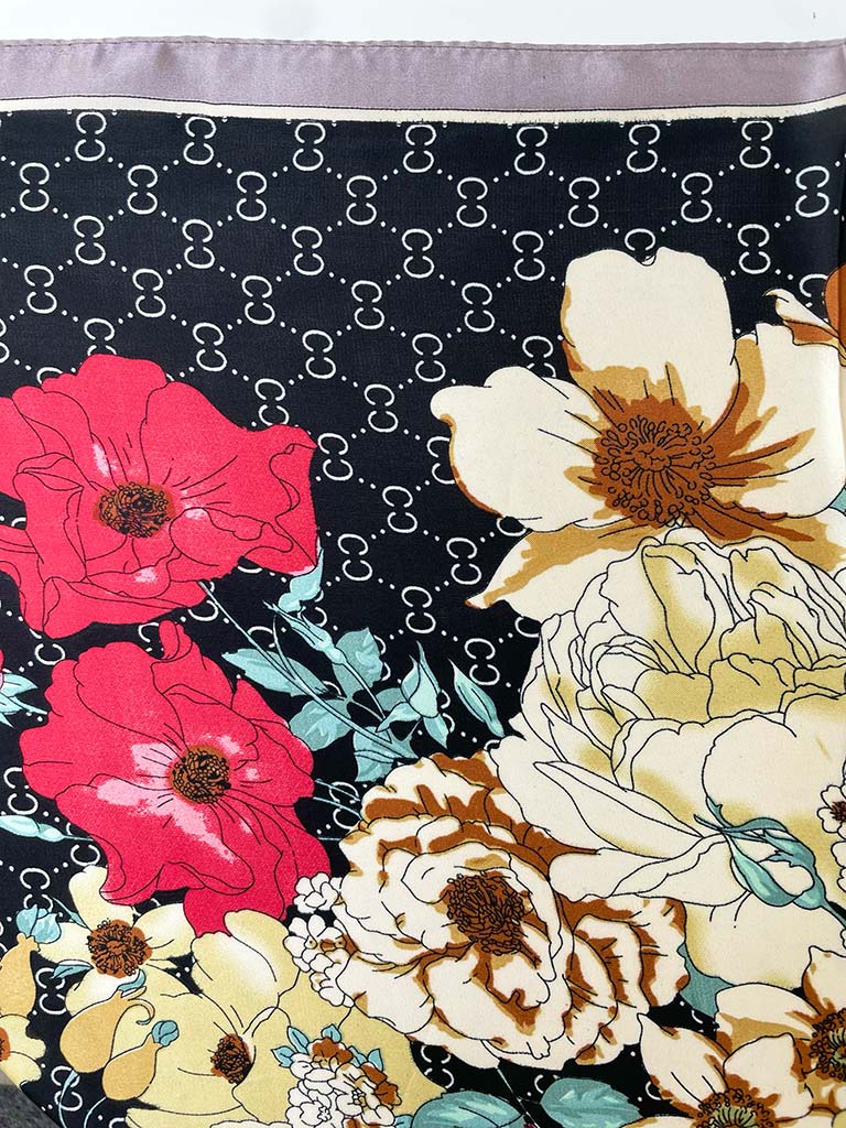 CC Floral Bouquet Neckerchief - Black