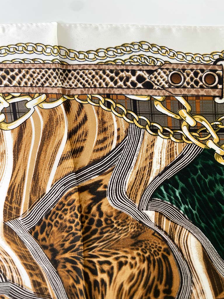 Animal Print Buckle Neckerchief - Brown Mix