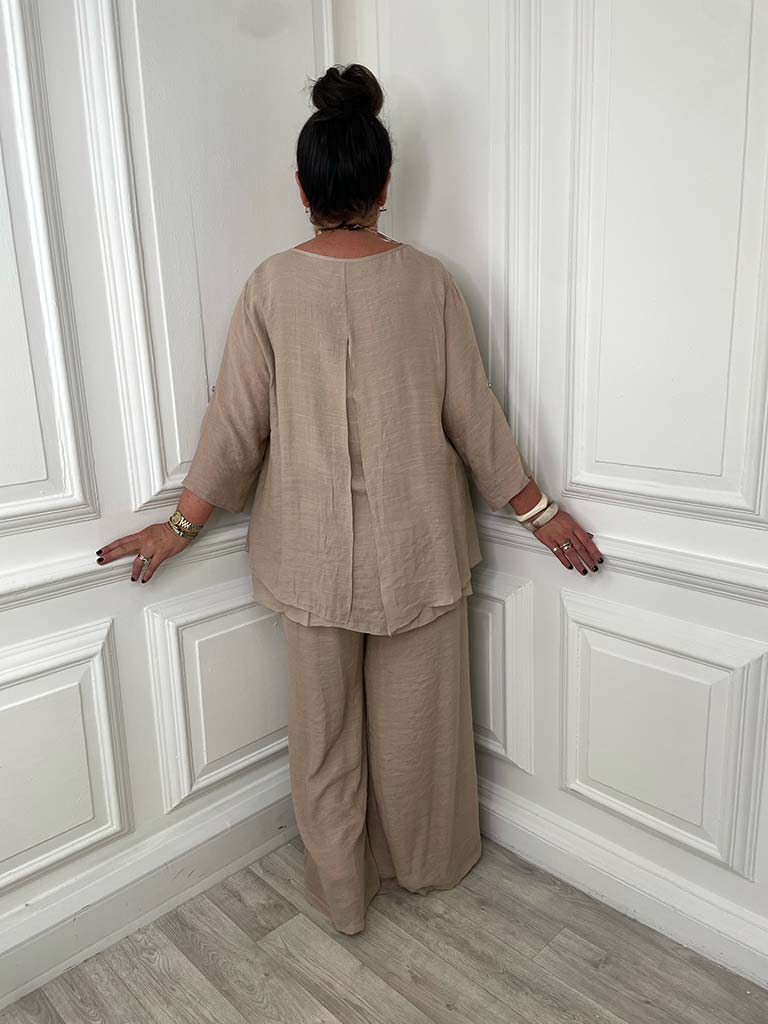 Boho Palazzo Co-ord - Latte