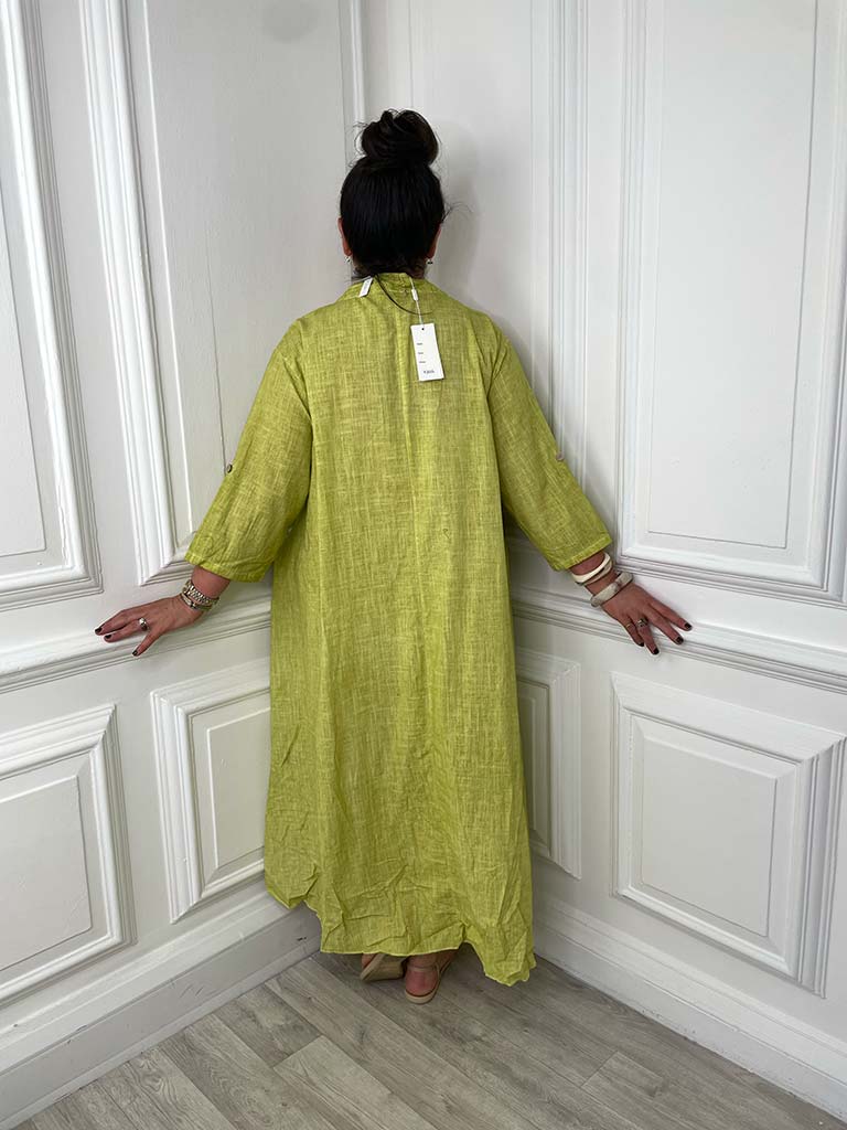Broderie Anglaise Peplum Hem Dress - Kiwi