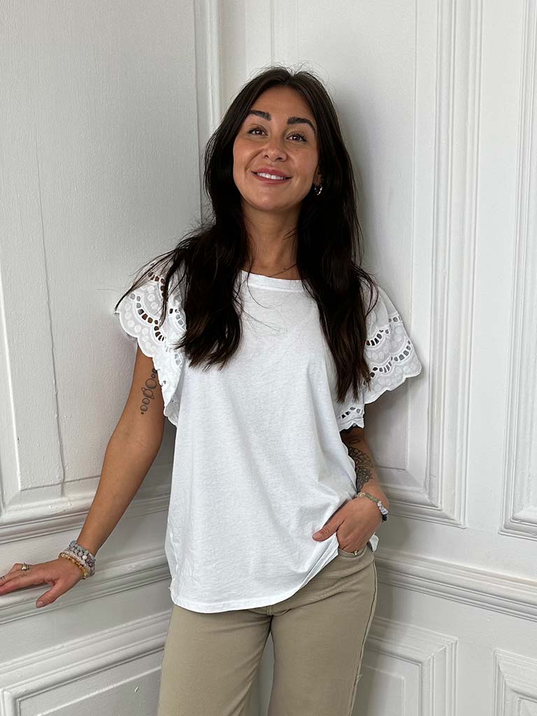 Broderie Anglaise Tee - White