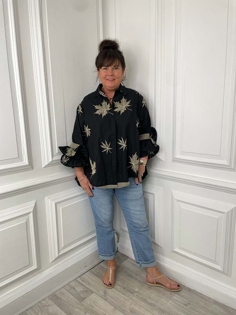 Maple Leaf Frill Sleeve Shirt