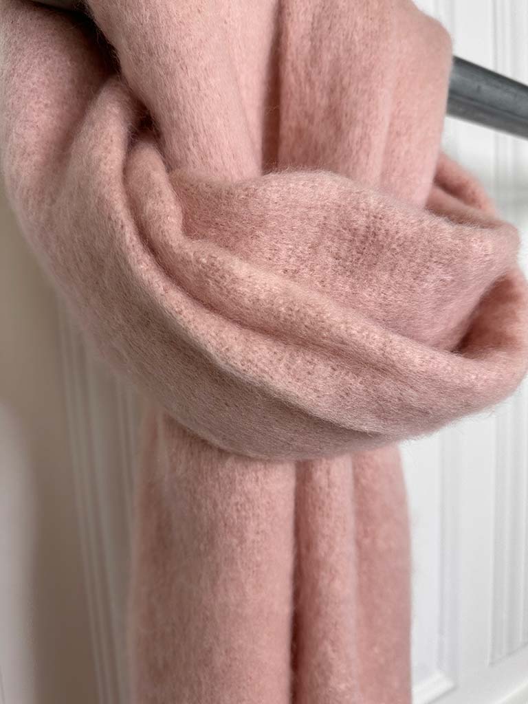 Wool Mix Fringed Scarf - Rose