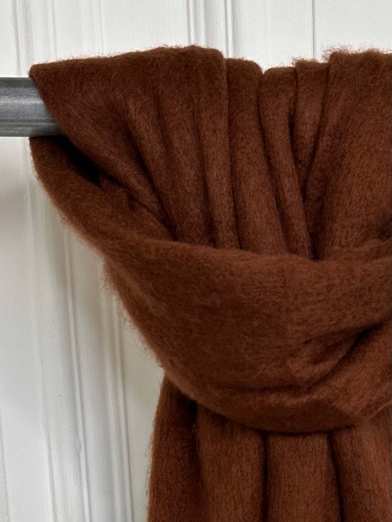 Wool Mix Fringed Scarf - Fudge