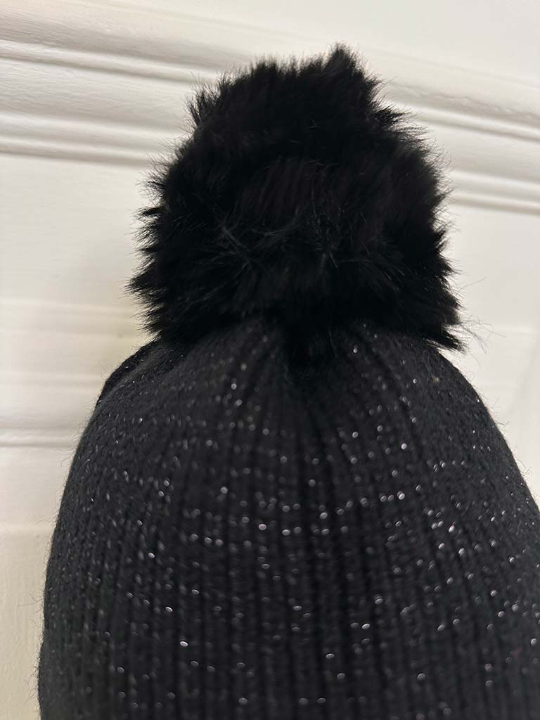 Shimmer Bobble Hat - Black