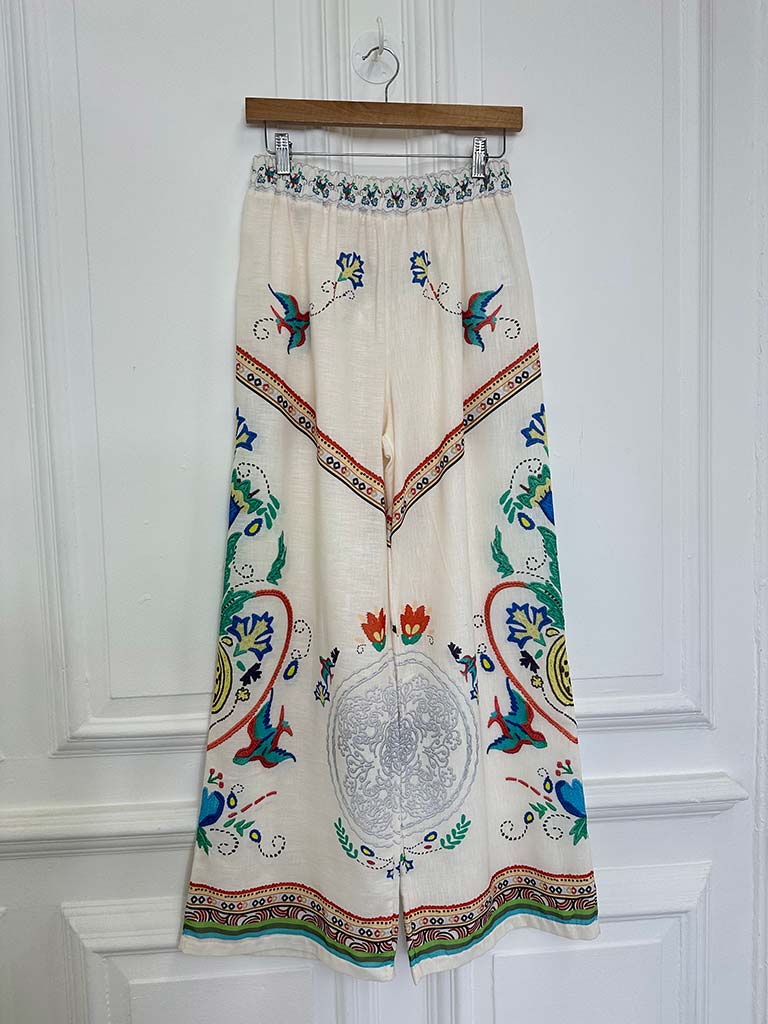 Bird & Floral Wide Leg Trousers