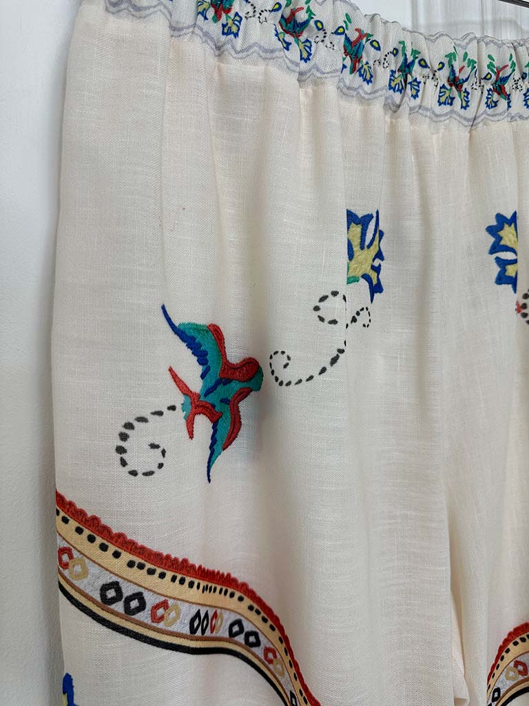 Bird & Floral Wide Leg Trousers
