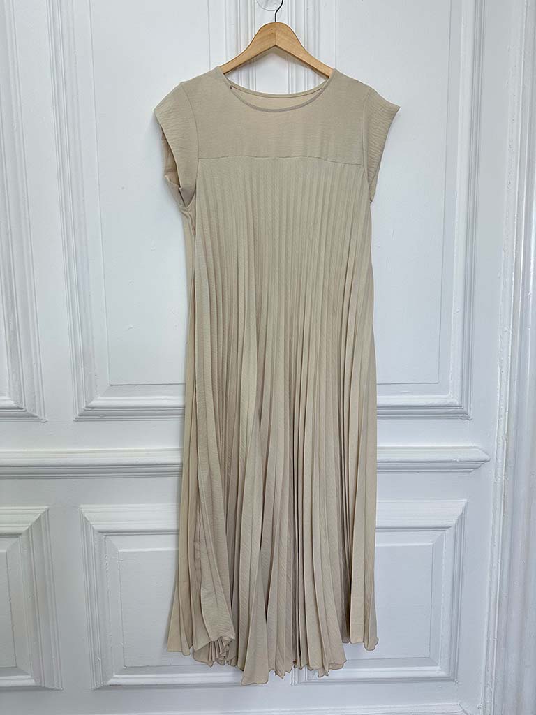 Pleat Maxi Dress - Stone