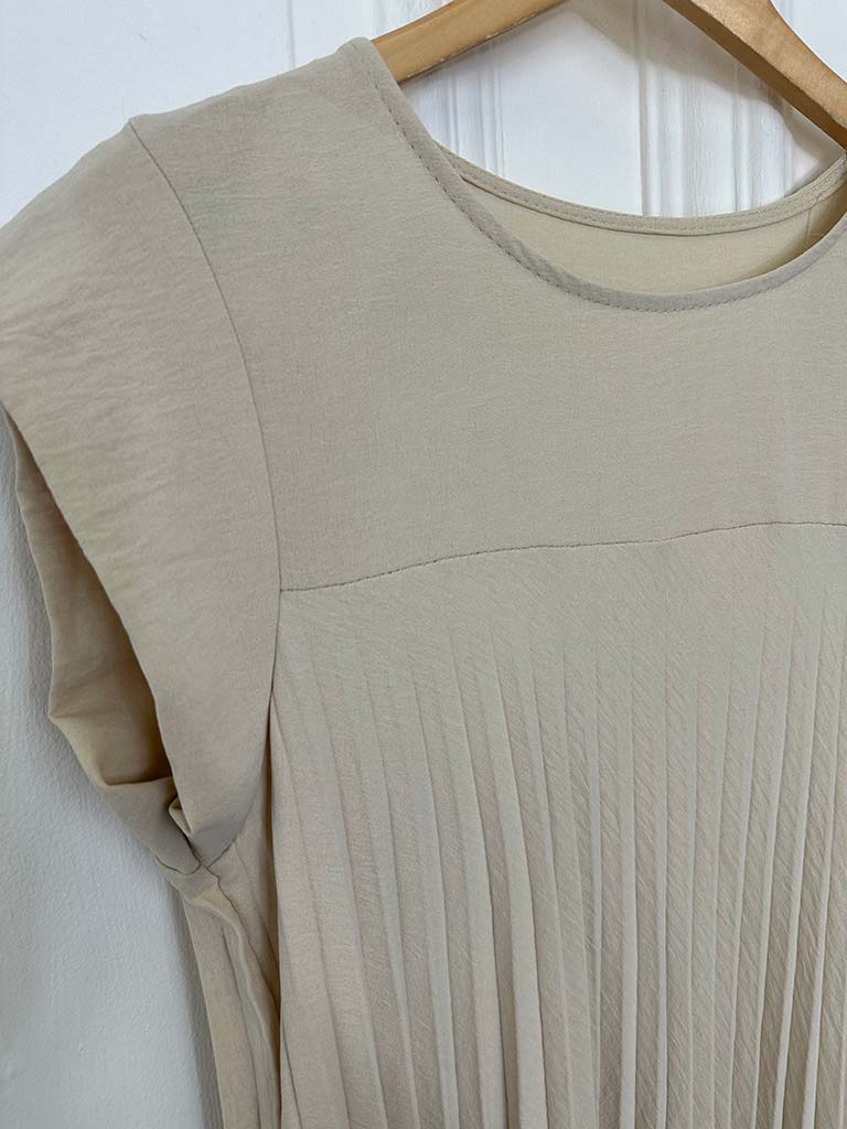 Pleat Maxi Dress - Stone