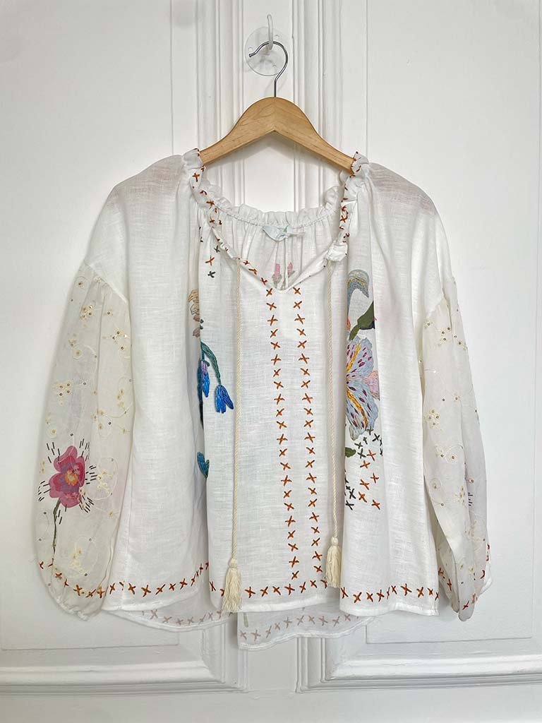 Embroidered Print Gypsy Top