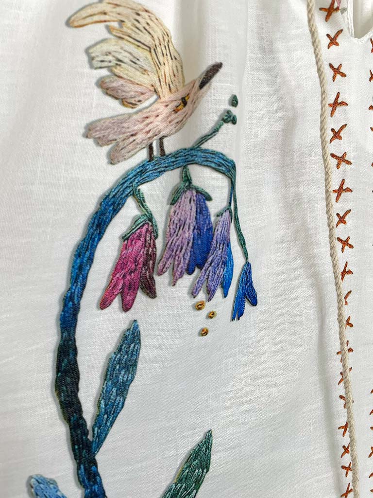 Embroidered Print Gypsy Top
