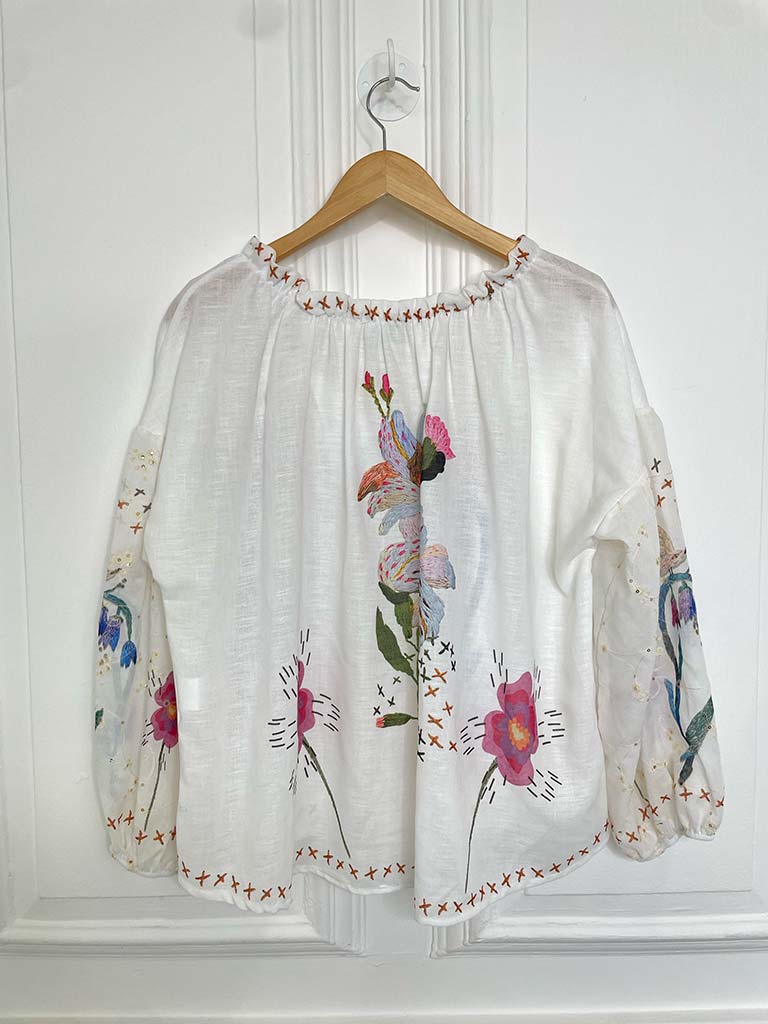 Embroidered Print Gypsy Top
