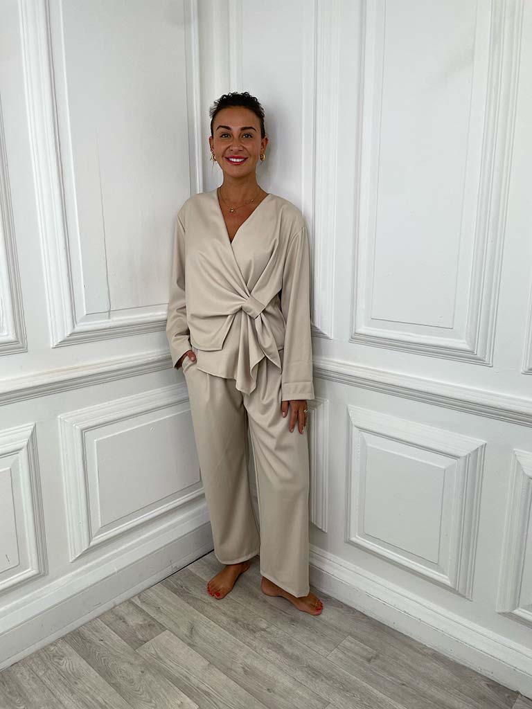 I.D Pinstripe Palazzo Trousers - Grey