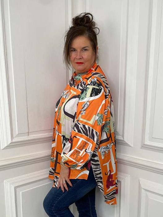 Lightweight Knitted T-Shirt - Tiger Orange