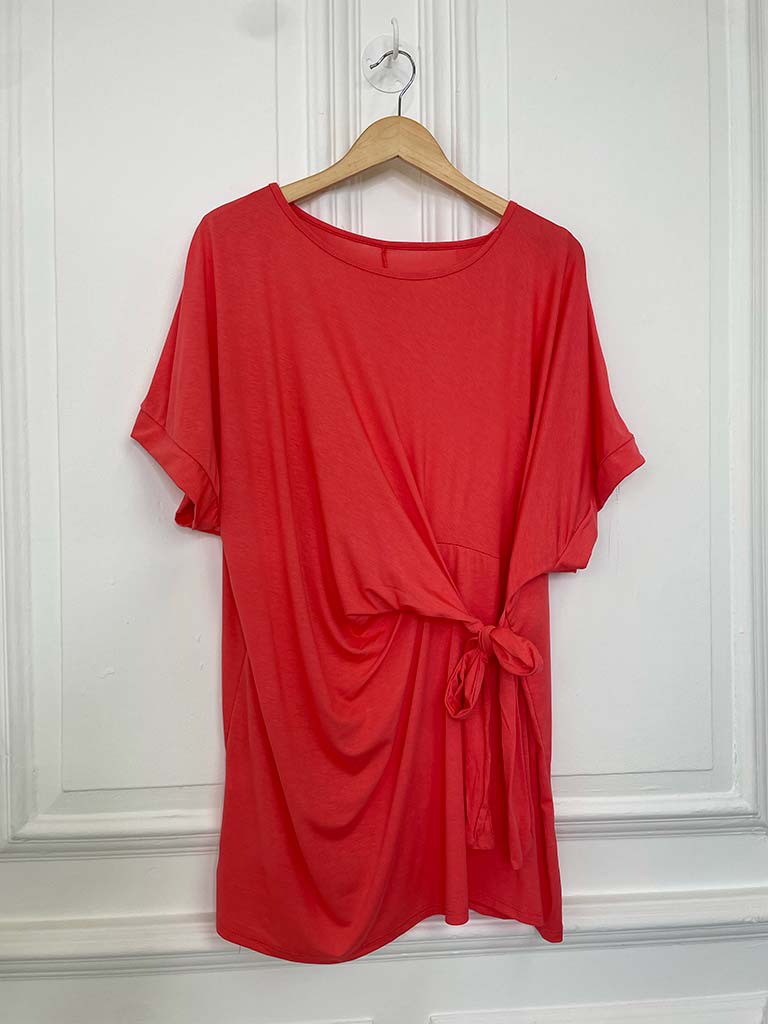 Relaxed Tie Tee - Coral