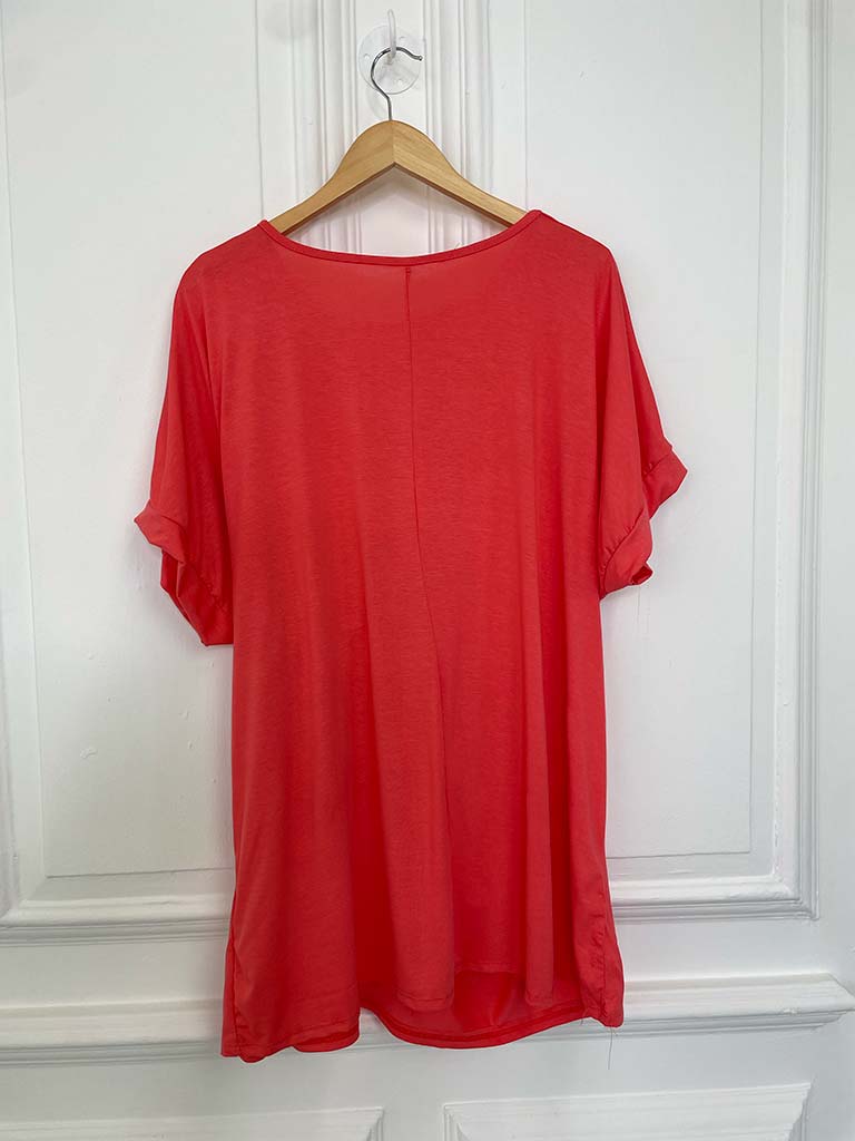 Relaxed Tie Tee - Coral