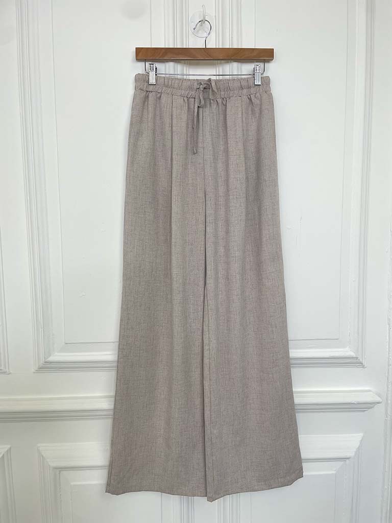 Pleat Front Wide Leg Trousers - Taupe