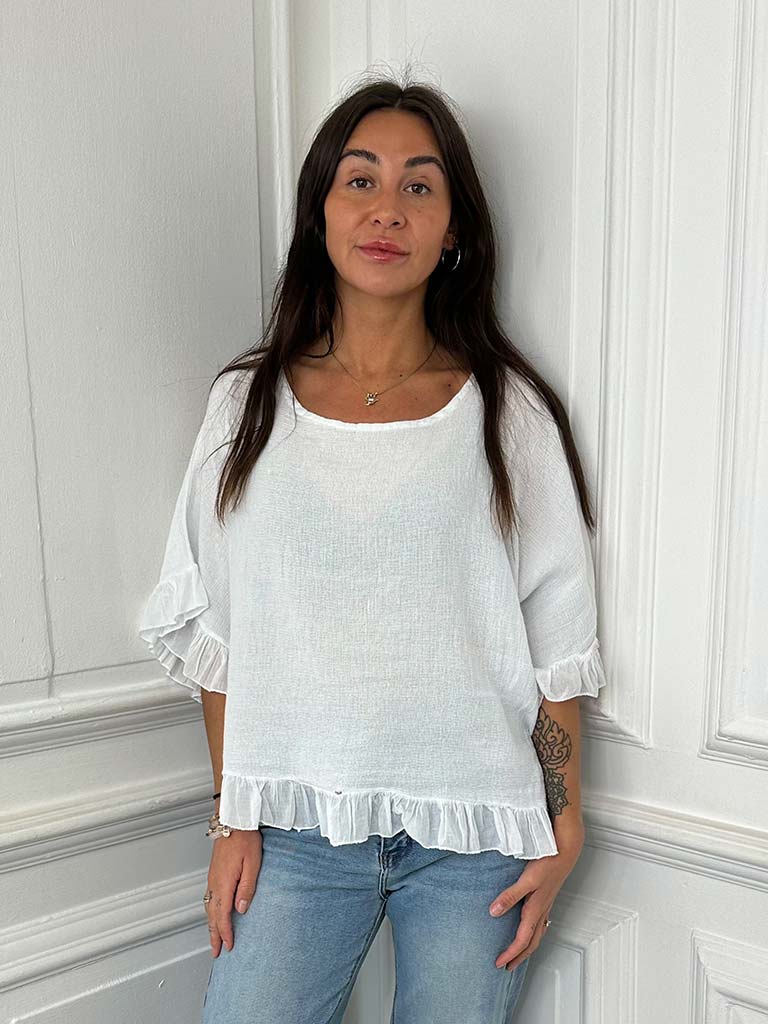 Cotton Frill Top - White