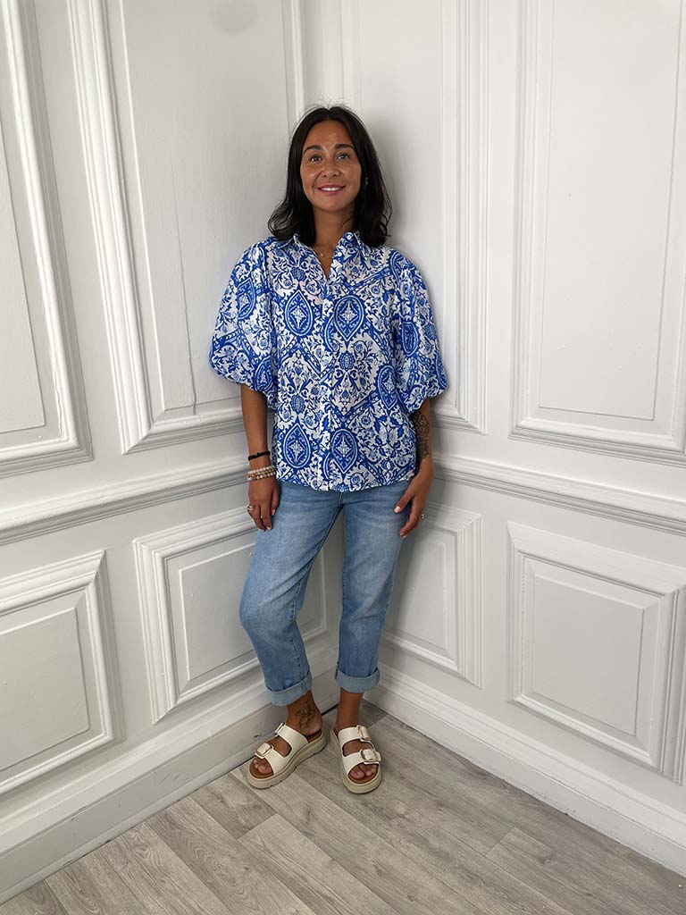 Puff Sleeve Floral Print Shirt
