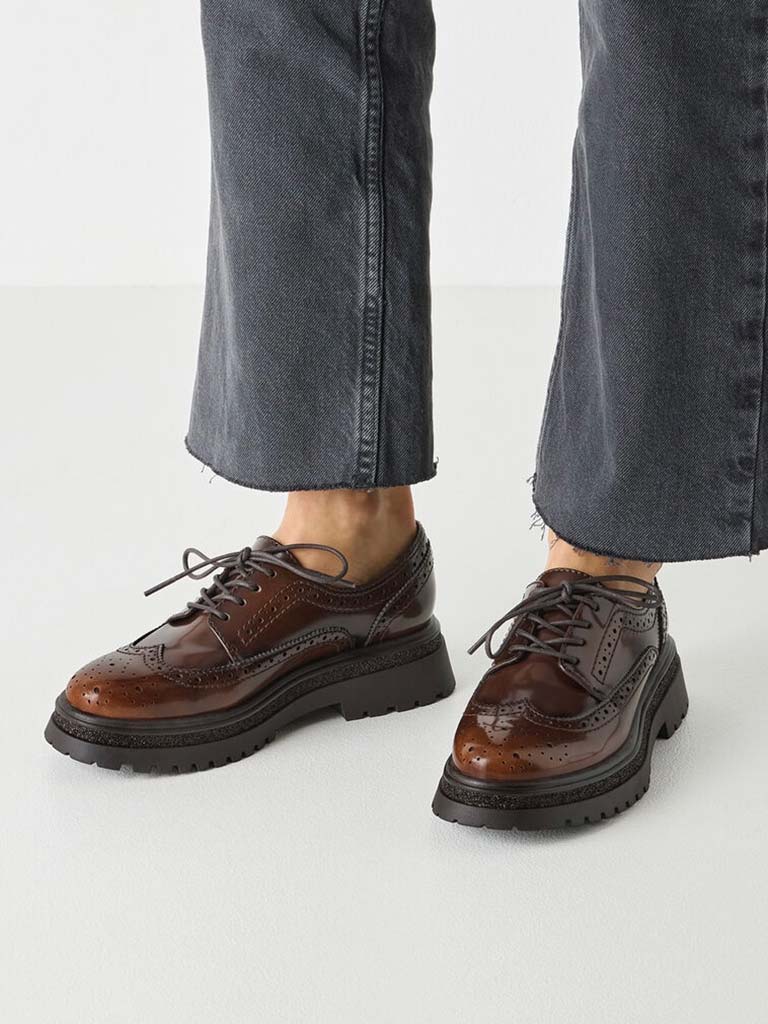 Tamaris Faux Leather Brogues - Muscat