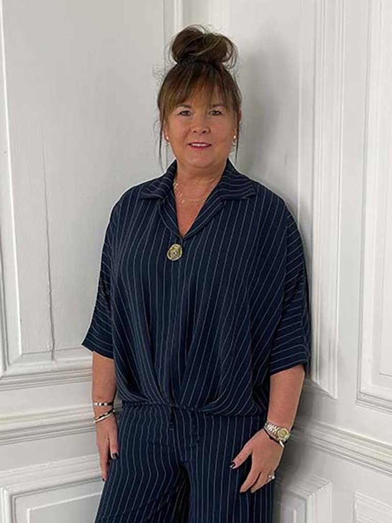 Pinstripe Button Top - Navy