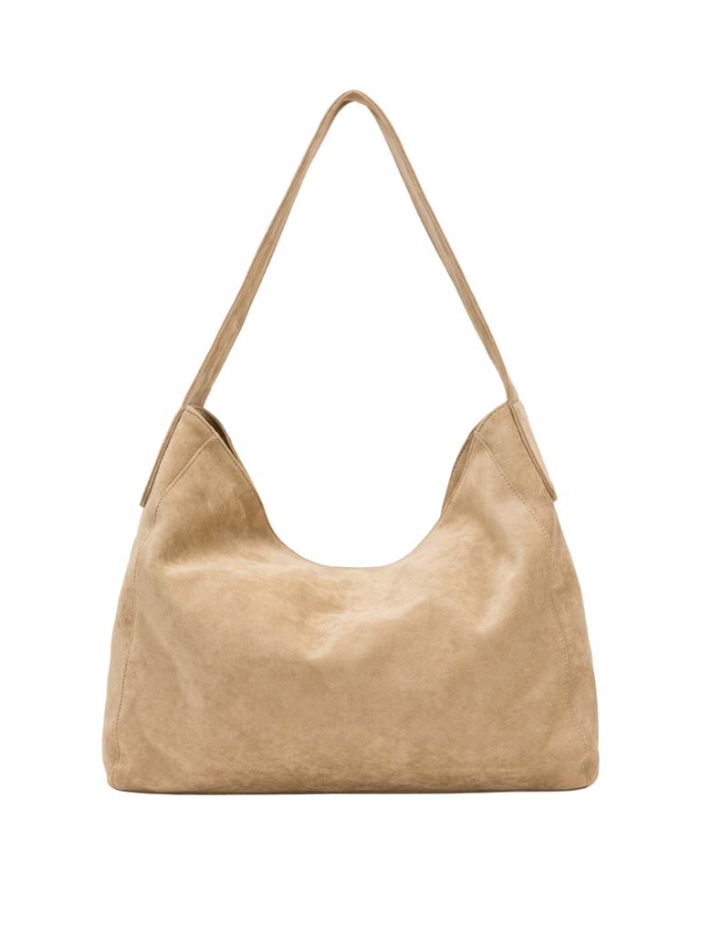 Every Other Faux Suede Shoulder Bag - Sand