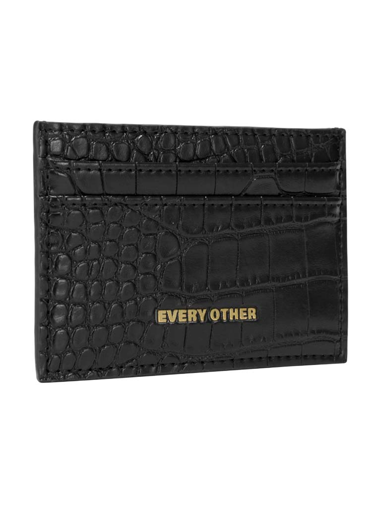 Every Other Faux Croc Card Holder - Black