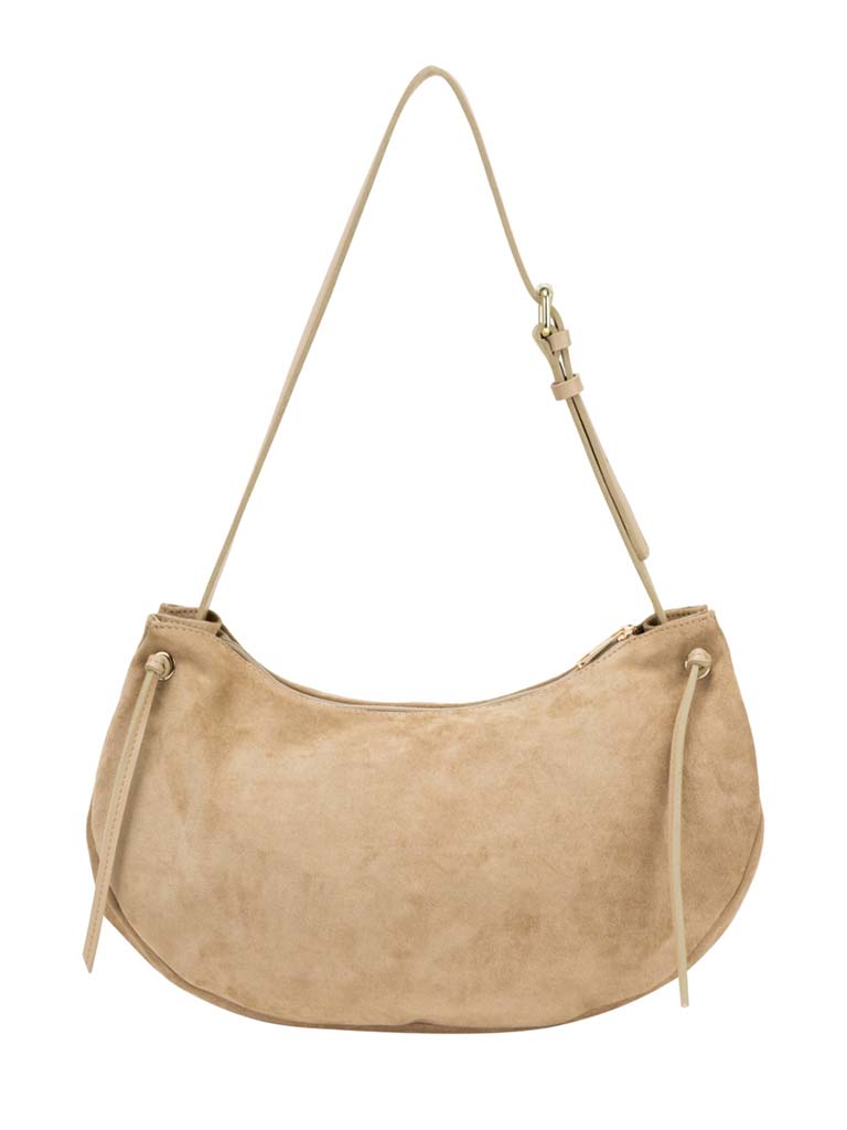 Every Other Faux Suede Crescent Bag - Sand