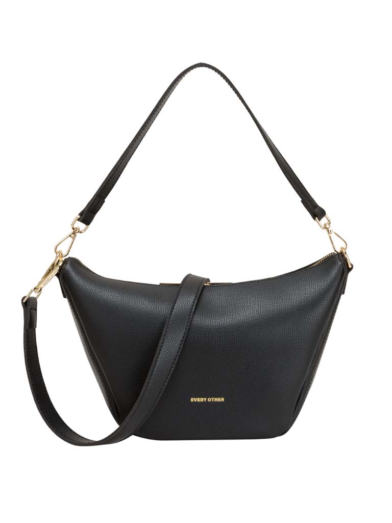 Every Other Faux Leather Trapeze Bag - Black