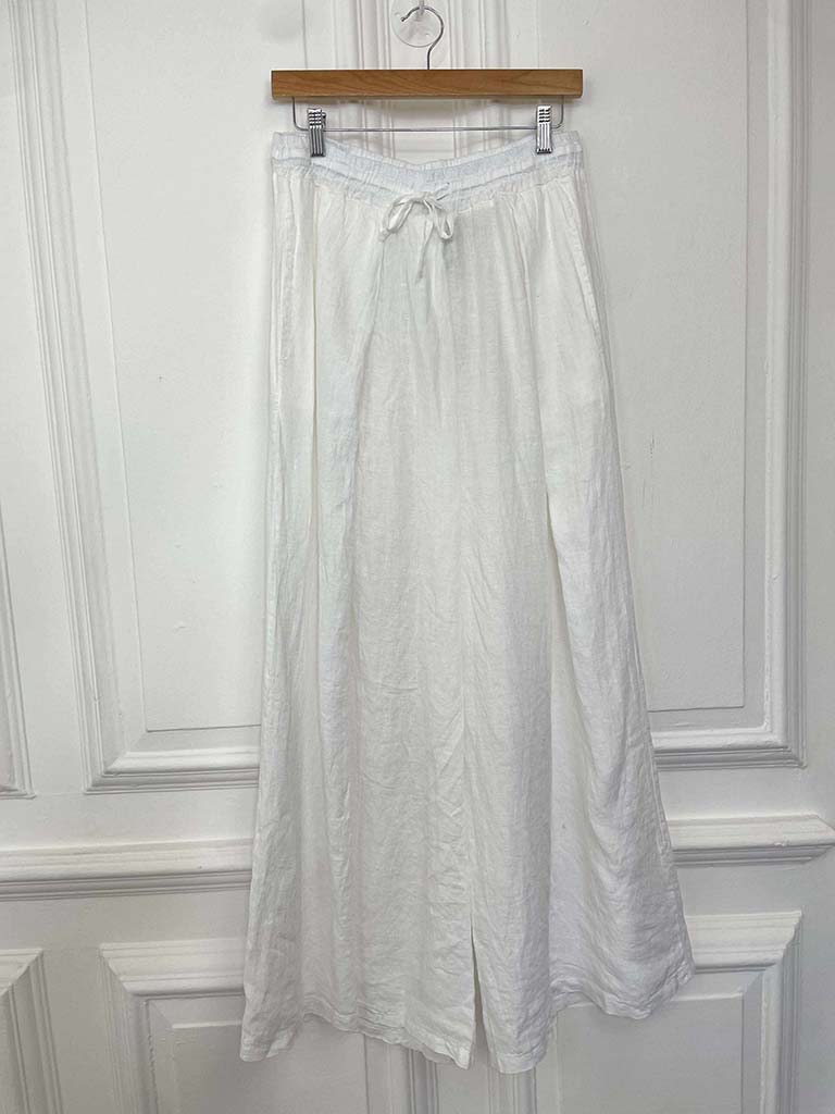Linen Pleat Front Trousers - White