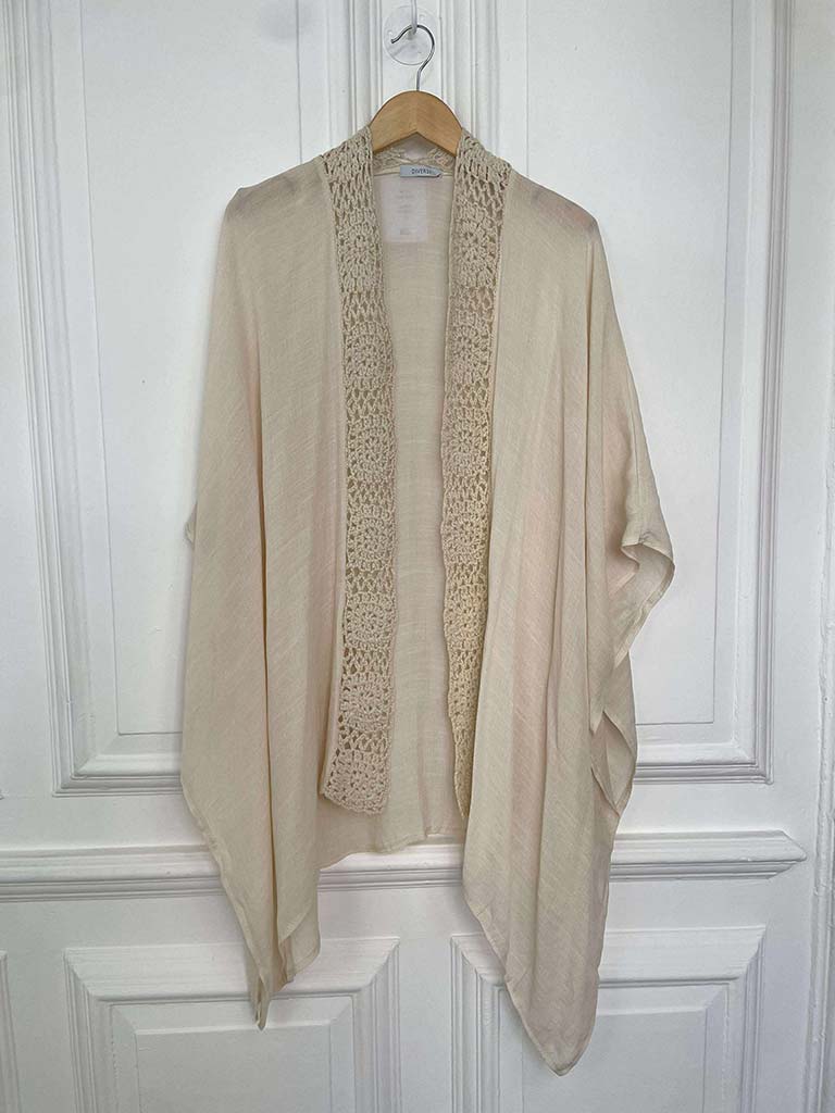 Crochet Edge Kimono - Ecru