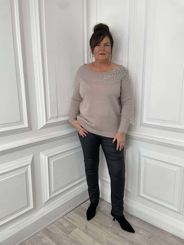 Malissa J Belle Bardot Knit - Stone