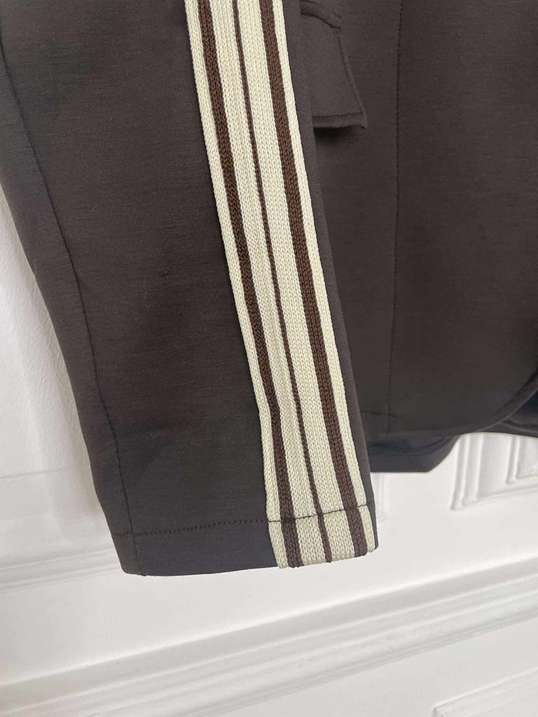 Hooded Stripe Sleeve Blazer - Dark Chocolate