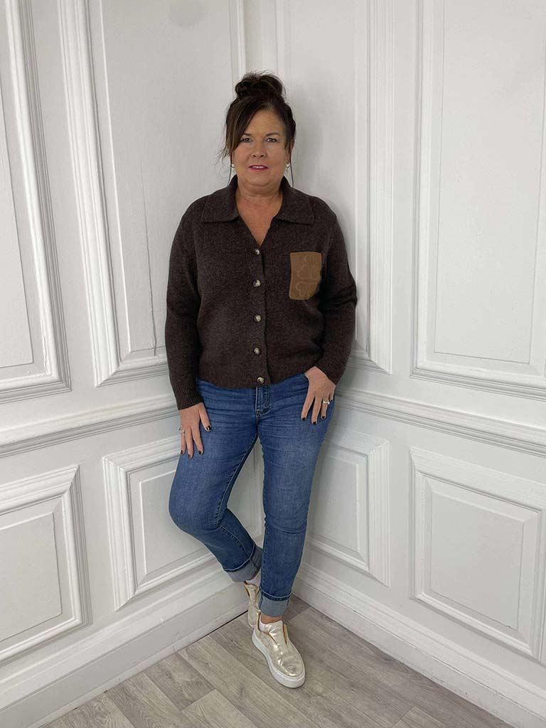 Love Pocket Knitted Jacket - Chocolate