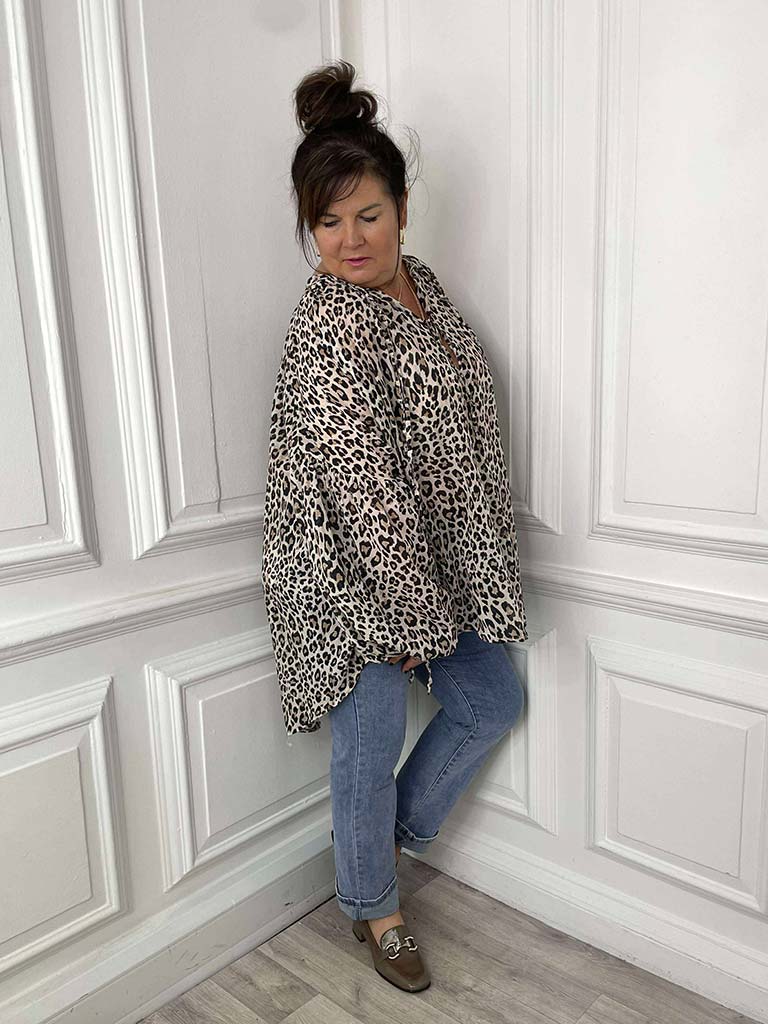 Oversized Leopard Print Tunic