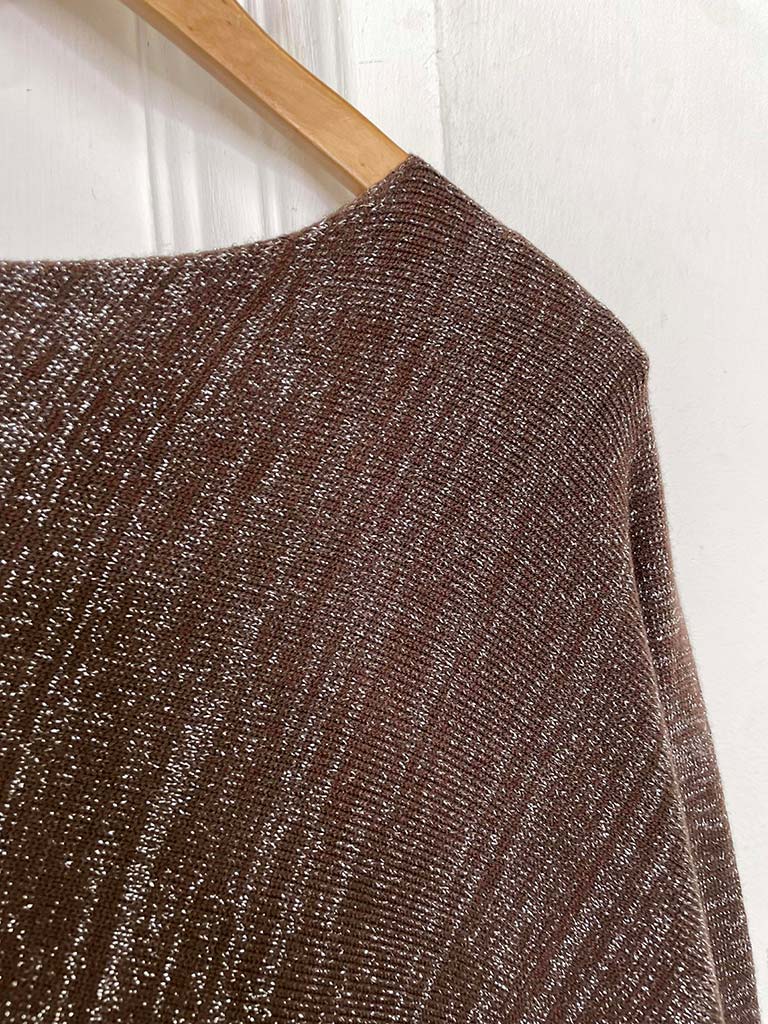 Asymmetric Shimmer Knit - Chocolate