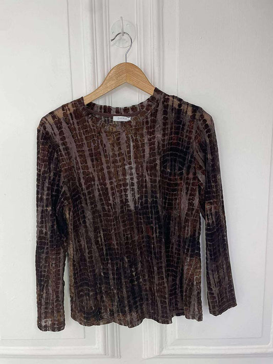 Croc Mesh Layering Top - Mahogany