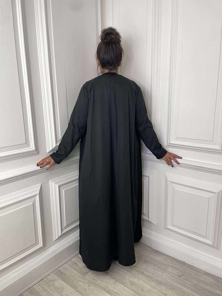 Long Pleated Jacket - Black