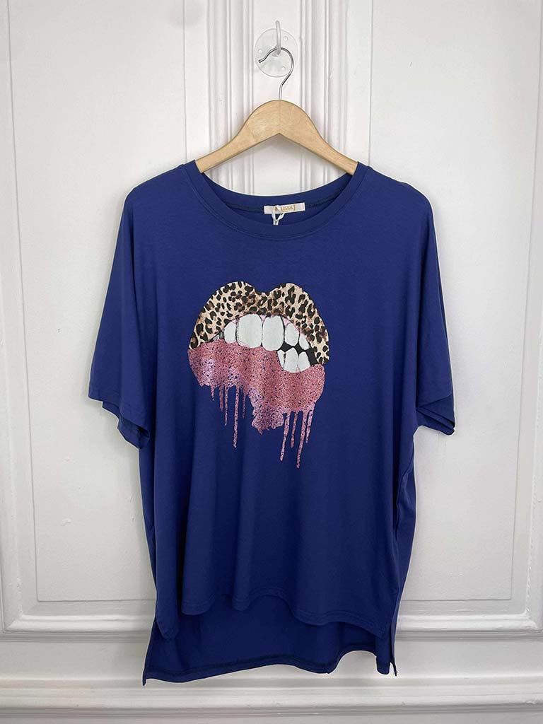 Malissa J Lips Tee - Navy