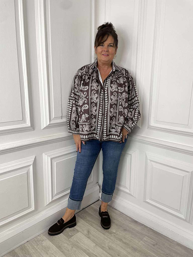 Paisley Long Sleeve Shirt - Espresso